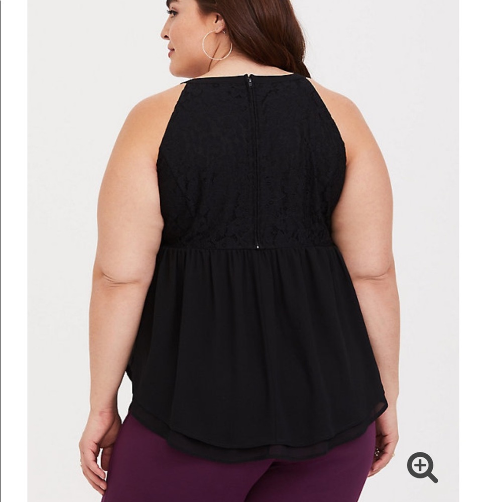 Torrid Black Lace Peplum Chiffon Tank - Picture 2 of 6